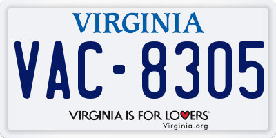 VA license plate VAC8305