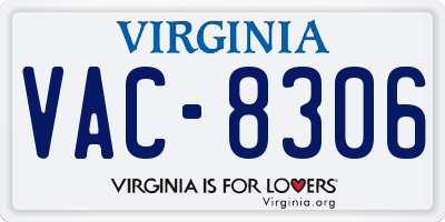 VA license plate VAC8306