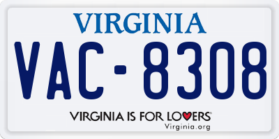 VA license plate VAC8308