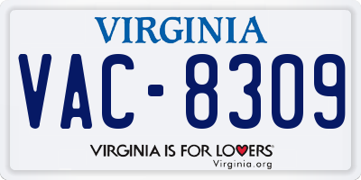 VA license plate VAC8309