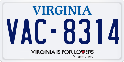 VA license plate VAC8314