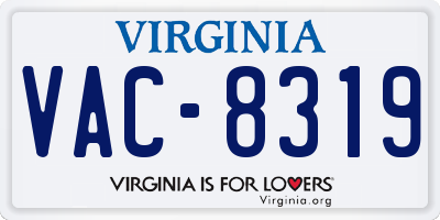 VA license plate VAC8319