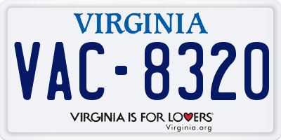 VA license plate VAC8320