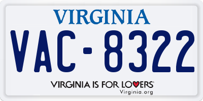 VA license plate VAC8322