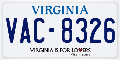 VA license plate VAC8326