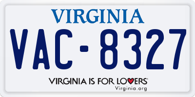 VA license plate VAC8327