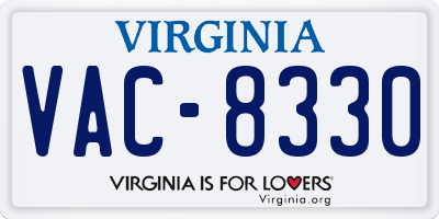 VA license plate VAC8330
