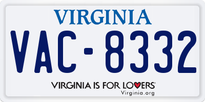 VA license plate VAC8332