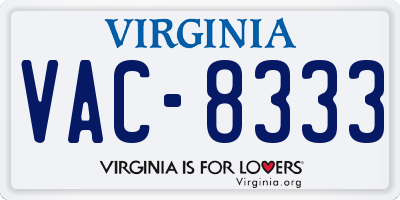 VA license plate VAC8333