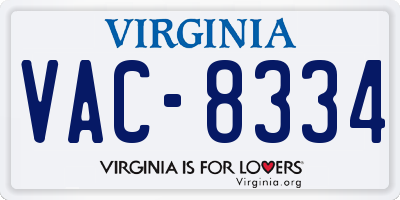 VA license plate VAC8334