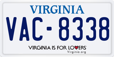 VA license plate VAC8338