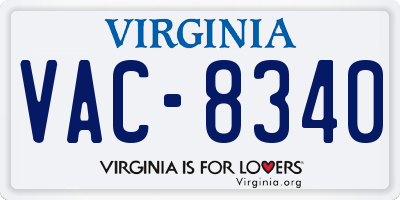 VA license plate VAC8340