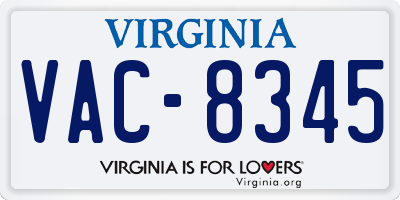 VA license plate VAC8345