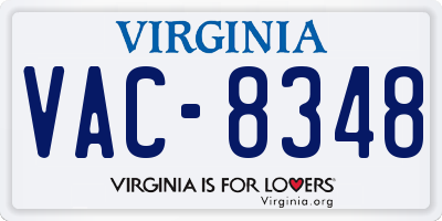 VA license plate VAC8348
