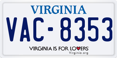 VA license plate VAC8353