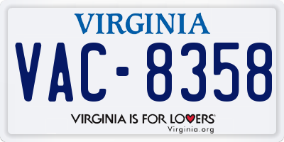 VA license plate VAC8358