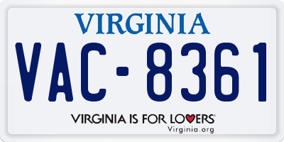VA license plate VAC8361