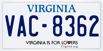 VA license plate VAC8362