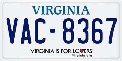 VA license plate VAC8367