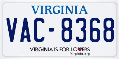 VA license plate VAC8368