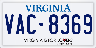 VA license plate VAC8369