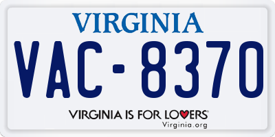 VA license plate VAC8370