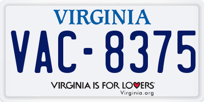 VA license plate VAC8375