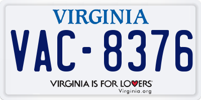 VA license plate VAC8376