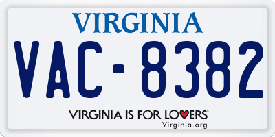 VA license plate VAC8382