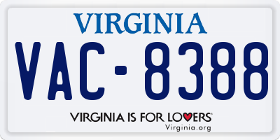 VA license plate VAC8388