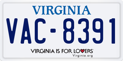 VA license plate VAC8391