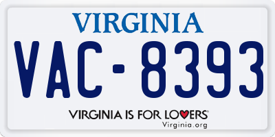 VA license plate VAC8393