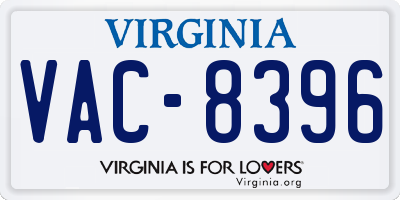 VA license plate VAC8396