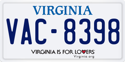 VA license plate VAC8398