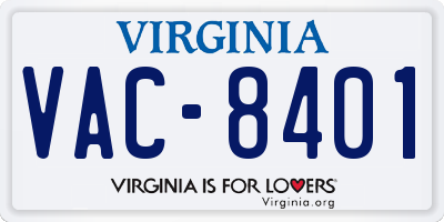 VA license plate VAC8401