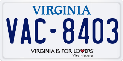 VA license plate VAC8403