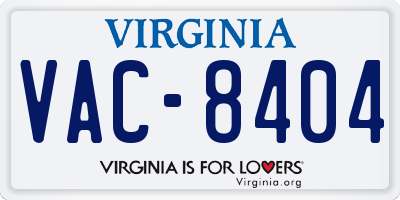 VA license plate VAC8404