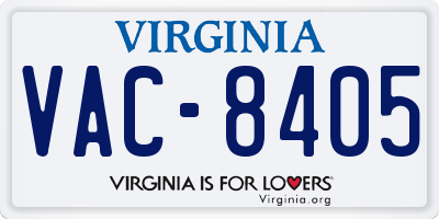 VA license plate VAC8405