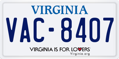 VA license plate VAC8407