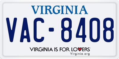 VA license plate VAC8408