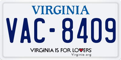 VA license plate VAC8409