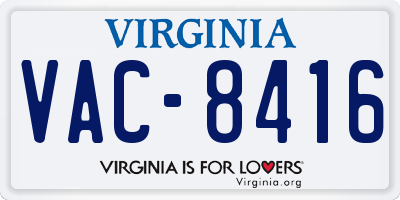 VA license plate VAC8416