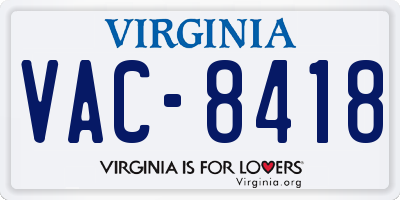 VA license plate VAC8418