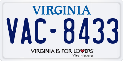 VA license plate VAC8433