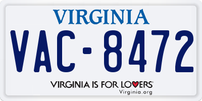 VA license plate VAC8472