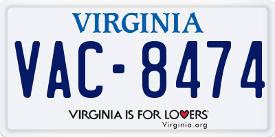 VA license plate VAC8474