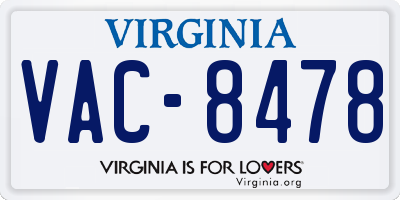 VA license plate VAC8478