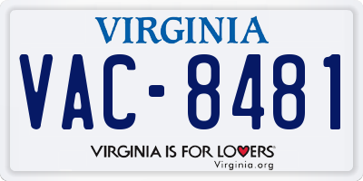 VA license plate VAC8481
