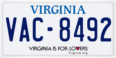 VA license plate VAC8492