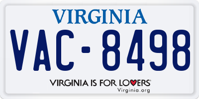 VA license plate VAC8498